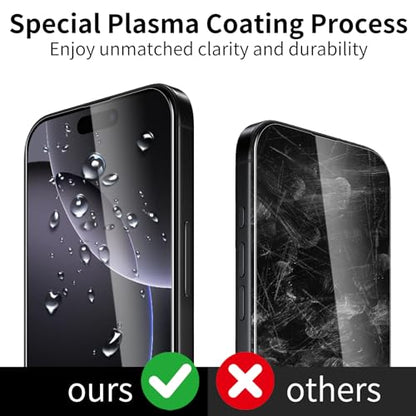 3 Pack Screen Protector for iPhone 16 Pro with 3 Pack Camera Lens Protector, Tempered Glass Film, 9H Hardness, HD Clear, Scratch Resistant, Case Friendly, Easy Install - size: iPhone 16 Pro