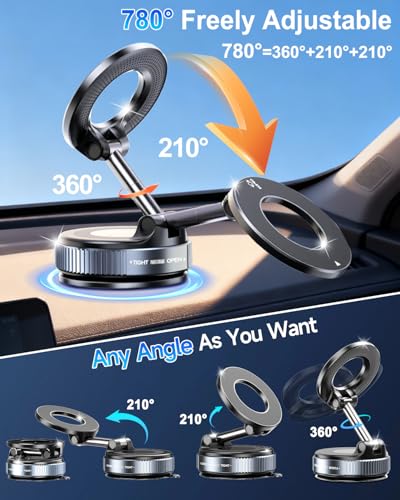 for MagSafe Car Mount, Vacuum Magnetic Car Phone Holder Stand for Your Car - color: Black 2