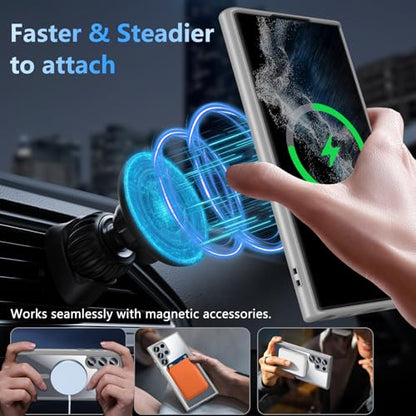 Hensinple for Samsung Galaxy S22 Ultra Case Magnetic, Galaxy S22 Ultra Phone Case Wireless Charging, Clear Hard Back Shockproof Cover Case 6.8 Inch, Gray - color: Gray-S22 Ultra, size: Galaxy S22 Ultra 6.8 inch