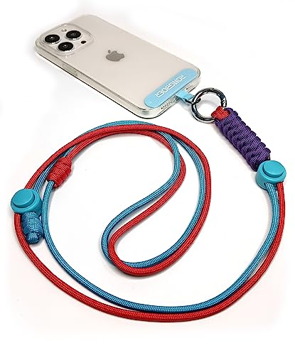 Phone Lanyard Crossbody, Anti Theft Phone Strap Adjustable Neck - color: Bue Red