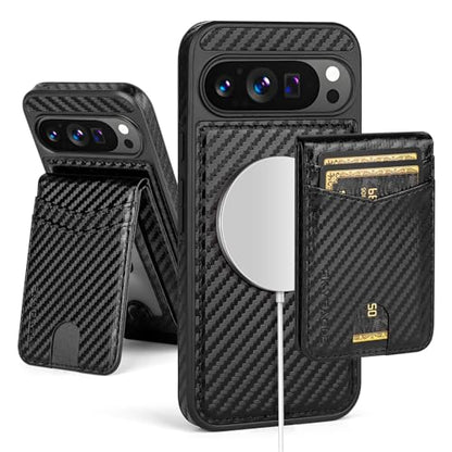 SkyEagle Compatible with Magsafe 2 in 1 Detachable Google Pixel 9 Pro XL Wallet Case with Card Holder,Women Men Magnetic PU Leather Phone Case RFID Blocking Flip Kickstand Credit Slots,Carbon Black - color: Carbon Black, size: Google Pixel 9 Pro XL 6.8"