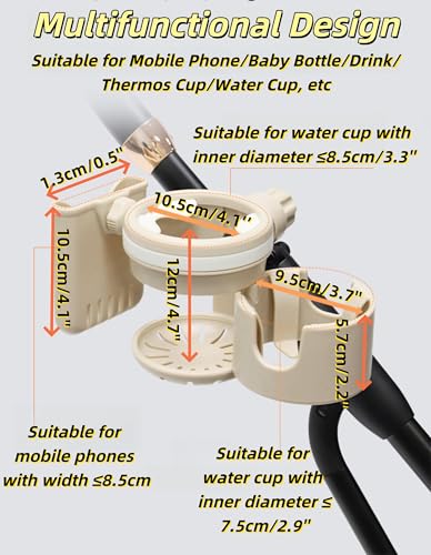 3-in-1 Stroller Cup Holder, Baby Stroller Accessories with Bottle Holder, Phone Mount, and Drink Caddy for Strollers, Perfect for Parents on The Go (Beige) - style: Beige