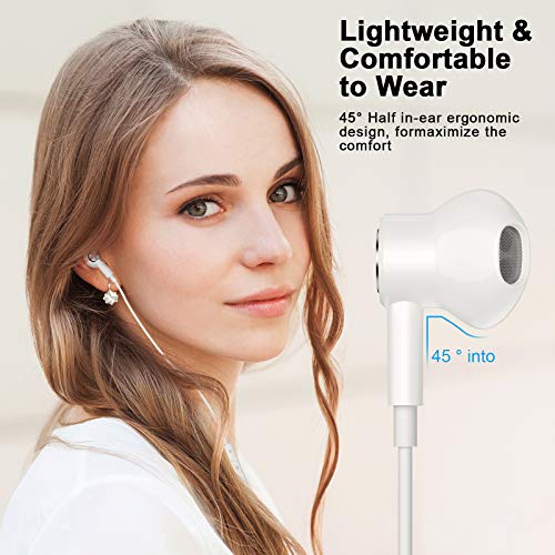 USB C Headphones Magnetic Wired Earbuds with Mic for Apple/Samsung Android - color: White
