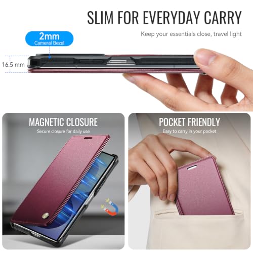 for Samsung Galaxy Z Fold 8 Ultra - Case Wallet Slim, Wine Red - color: Wine Red, size: Samsung Galaxy Z Fold 8 Ultra