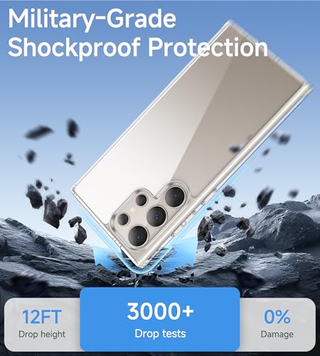 USLAI Case for Samsung Galaxy S24 Ultra, Anti-Yellowing, Crystal Clear Back, Shockproof & Military‑Grade Drop Protection - Transparent - color: Clear, size: Galaxy S24 Ultra