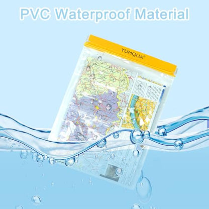 YUMQUA Waterproof Pouch Clear Dry Bag Document Map Holder Large Size 3PACK | Screen Touch, Water Proof Water Tight Map Case, Protect Kindle Tablet Cloth Dry Against Sand Water for Hiking Boating Fishing - color: Yellow