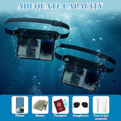 6 Pcs Waterproof Pouch Dry Bag Fanny Pack for Beach Swimming,Black | Dry Bag Purse for Phone, Wallet Reusable Lightweight Belt Pouch, Water Wallet for Kayaking Boating Travel Water Activity - color: Black