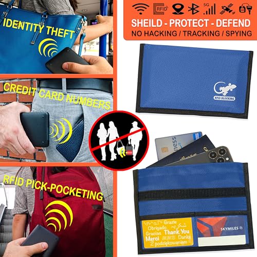 Gecko Travel Tech Faraday Bag Anti-Tracking GPS RFID Car Key Signal Blocker Wallet Shielding Pouch Protective Case for Cell Phone Car Key FOB, Data Privacy, Electronic Device Security (LIGHT BLUE) - color: LIGHT BLUE