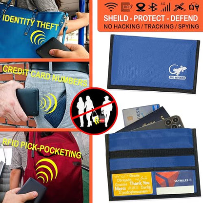 Gecko Travel Tech Faraday Bag Anti-Tracking GPS RFID Car Key Signal Blocker Wallet Shielding Pouch Protective Case for Cell Phone Car Key FOB, Data Privacy, Electronic Device Security (LIGHT BLUE) - color: LIGHT BLUE