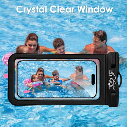 2 Pack IPX8 Waterproof Phone Pouch for iPhone 16/15/14/13 Pro Max Plus (7.2 Inch) - Swimming, Diving, Snorkeling, Snowproof - Touchscreen Friendly Underwater Photography Dry Bag (Black&Blue) - color: Black&Blue