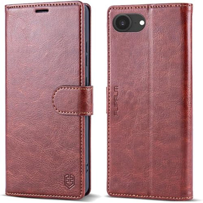 FLIPALM Wallet Case for iPhone 16e, Brown | Card Holder, RFID Blocking, PU Leather Folio Flip, Kickstand, Protective Shockproof Cover - color: Brown