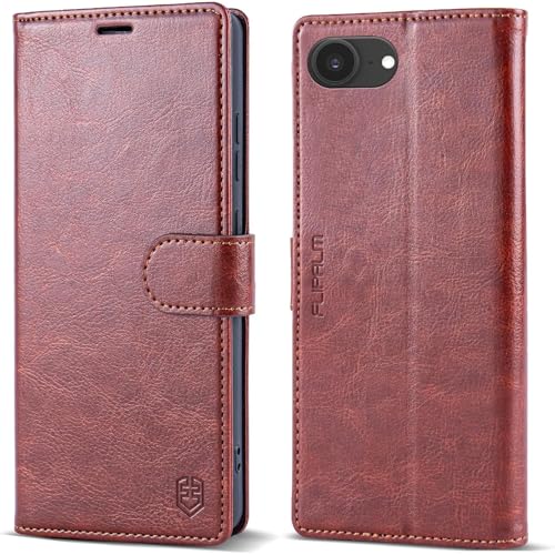 FLIPALM Wallet Case for iPhone 16e, Brown | Card Holder, RFID Blocking, PU Leather Folio Flip, Kickstand, Protective Shockproof Cover - color: Brown