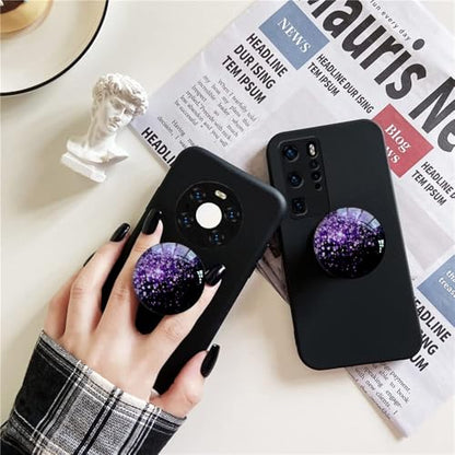 Clear Crystal Glitter Collapsible Expanding Moblile Cell Phone Grip Stand Holder for Smartphones and Tablets Phone Accessory（Dark Night Purple）