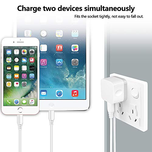 Dual USB Wall Charger, 2.4A Double USB Wall Plug iPhone Fast Charger Block - color: white#