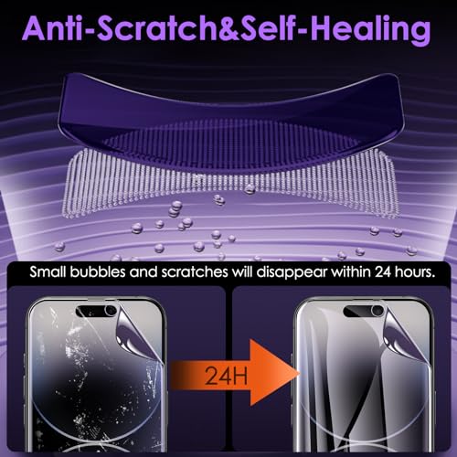 [3 Pack for iPhone 15 Pro Privacy Screen Protector (NOT Glass), [Anti-Spy][Anti Blue Light] Soft Hydrogel Film Screen Protector for iPhone 15 Pro/iPhone 15 - Purple - size: iPhone 15 Pro/iPhone 15