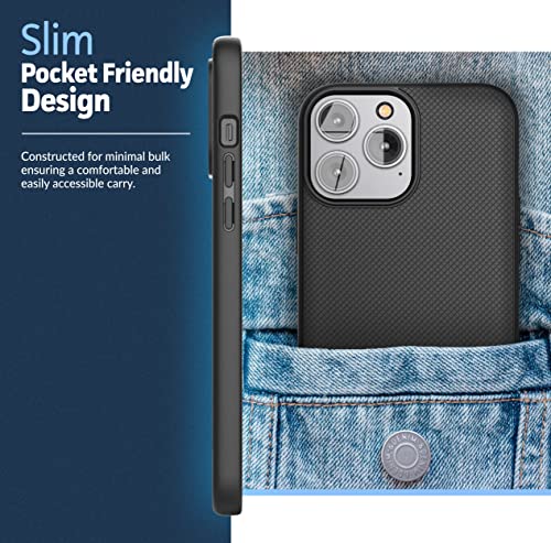Encased Thin Armor Designed for iPhone 14 PRO Belt Clip Case, Slim Fit Phone Case with Holster (Matte Black) - size: iPhone 14 Pro