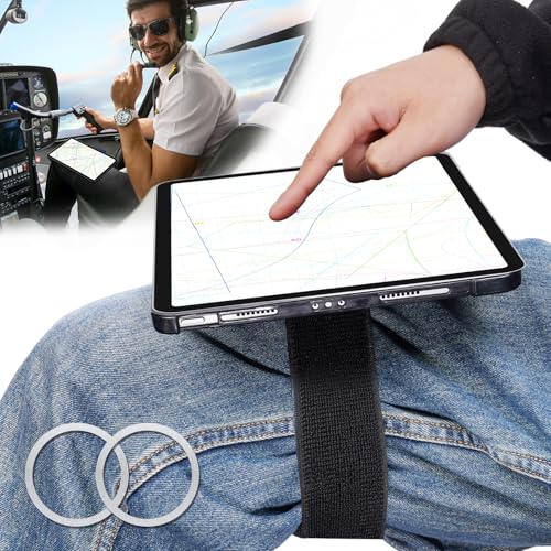 NiHome Adjustable Pilot Magnetic Kneeboard Fit for iPad, Lap Mount, Black - color: Black (with 33.5“ Elastic Strap)