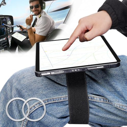 NiHome Adjustable Pilot Magnetic Kneeboard Fit for iPad, Lap Mount, Black - color: Black (with 33.5“ Elastic Strap)