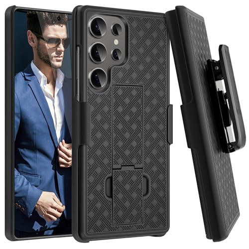 Fingic for Samsung Galaxy S25 Ultra Case with Belt Clip Holster Kickstand | Slim Combo Shell with Swivel Holster Rugged Shockproof Antiscratch Full Body Protective for Galaxy S25 Ultra 6.9" 2025,Black - size: For Samsung Galaxy S25 Ultra(6.9 inch 2025）