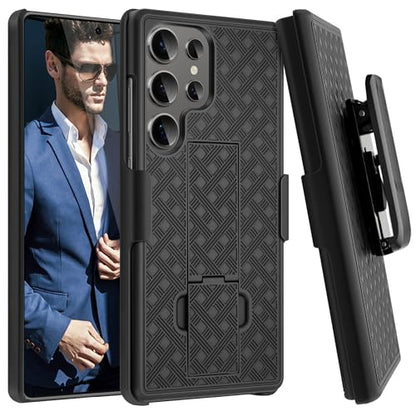 Fingic for Samsung Galaxy S25 Ultra Case with Belt Clip Holster Kickstand | Slim Combo Shell with Swivel Holster Rugged Shockproof Antiscratch Full Body Protective for Galaxy S25 Ultra 6.9" 2025,Black - size: For Samsung Galaxy S25 Ultra(6.9 inch 2025）
