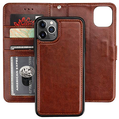 Bocasal Detachable Wallet Case Card Holder for iPhone 11 Pro Max Brown - color: Brown