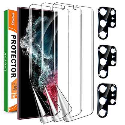 IMBZBK for Samsung Galaxy S22 Ultra 5G Screen Protector, 3+3 Pack - color: S22 Ultra-Transparent