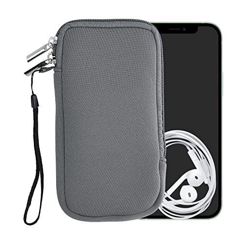 kwmobile Universal Phone Pouch Size XL - 6.7/6.8" - Neoprene Smartphone Pouch with Zip - Water-Repellent Mobile Phone Case - Sleeve in Stone Dust - color: Stone Dust, size: XL - 6.7/6.8"