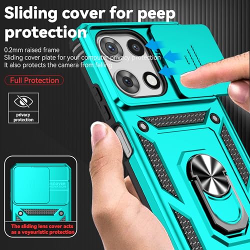 for Motorola Moto G 2025 / Moto G 2026 / Moto G Play 2026 Case, with Slide Camera Cover Screen Protector Ring Holder Kickstand Military Grade Protection 15ft Drop Tested Protective Phone Case (Mint) - color: Mint with camera cover Military-Grade 2nd gen