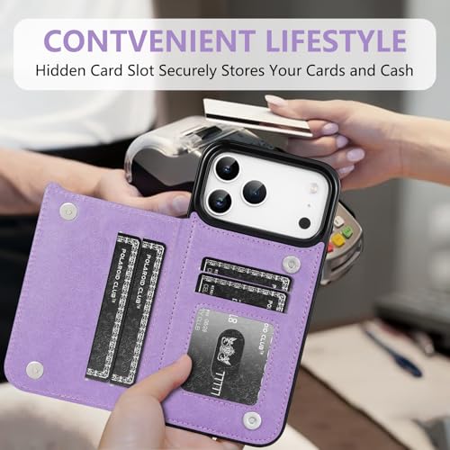 Korecase Compatible with iPhone 17 Pro Max Wallet Case Premium Embossed Butterfly Flower Credit Card Slots Double Magnetic Buttons Flip Shockproof Protective Cover Case - Mint Green - color: Mint Green, size: iPhone 17 Pro Max 6.9"
