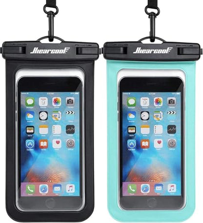Hiearcool Waterproof Phone Pouch, Waterproof Phone Case, Black&Green 2-Pack | Durable multilayer IPX8 protection; touchscreen access and fit up to 8.9 inches; cruise essentials 2026 for beach and pool - color: 1 Black & 1 Green