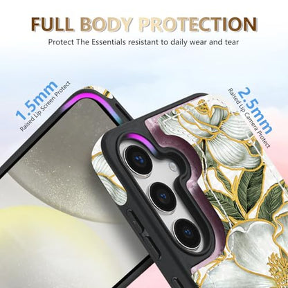 NNH Compatible with Samsung Galaxy S24 Wallet Case with RFID Blocking Card Slots Folio Flip PU Leather Kickstand Double Magnetic Clasp Design Cover for Galaxy S24(6.2 inch-Magnolia Flowers) - color: Magnolia Flowers, size: Galaxy S24 6.2 inch
