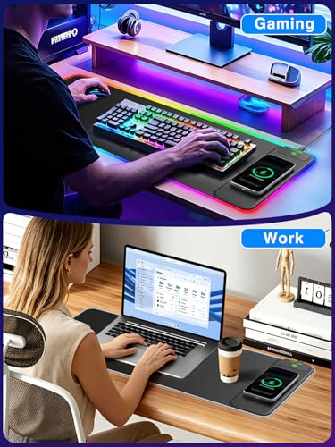 XL RGB LED Gaming Mouse Pad with 15W Magnetic Wireless Charging - color: RGB-Magnetic Right Charger-31.5"x11.8"