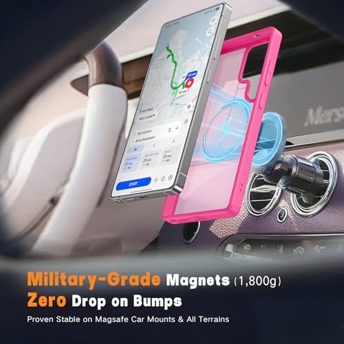 Maledan Magnetic for Samsung Galaxy S25 Ultra Case - Slim S25 Ultra Case [Military-Grade Protection] [Compatible with Magsafe] - Translucent Matte Back Protective S25 Phone Cases Cover for Women, Pink - color: Rose Pink