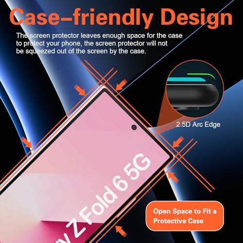 [2+2 Pack] Soft TPU Front Screen Protector for Samsung Galaxy Z Fold 6, Flexible TPU Film, 2PCS Front + 2PCS Inside for Galaxy Z Fold 6 Screen Protector Case Friendly, No Creases,No Bubbles,HD Clear - size: Fold 6