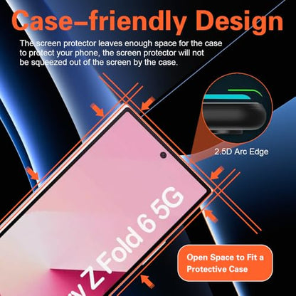 [2+2 Pack] Soft TPU Front Screen Protector for Samsung Galaxy Z Fold 6, Flexible TPU Film, 2PCS Front + 2PCS Inside for Galaxy Z Fold 6 Screen Protector Case Friendly, No Creases,No Bubbles,HD Clear - size: Fold 6