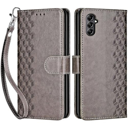 for Samsung Galaxy A14 5G Wallet case, Gray-Cube | 3 Card Holders, Kickstand, Shockproof TPU Shell, PU Leather, Magnetic Closure, Protective Flip Folio Cover, Women - color: 10