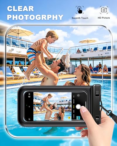 PEDVSTY Floating Waterproof Phone Pouch 2 Pack - Up to 7.0", Black | Touchscreen, IP68 Waterproof Phone Case w/Lanyard, Dry Bags for iPhone Sumsang Google, Beach Kayak Cruise Travel Essentials - size: Regular (Up to 7.0")