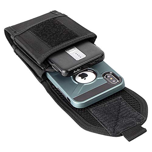 Double Capacity Phone Holster, Tactical Molle Belt Pouch with Flag Patch for iPhone 17 Pro Max/16 Pro Max/16Pro/15ProMax/14 Pro Max/13 Pro Max, Samsung S25, Size Large Extra Stiffness - color: Green
