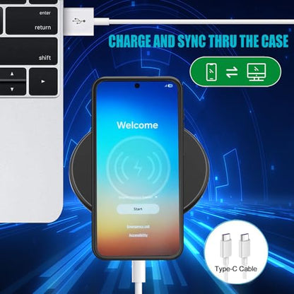 Battery Case for Pixel A36/A56/A37, Upgraded 10000mAh Slim Rechargeable Portable Extended Battery Pack Supported Qi Wireless Charging Case Compatible with A36/A56/A37(6.7 inch) Charging Case-Black - size: Galaxy A36/A37/A56