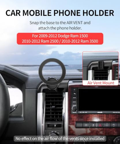 Car Phone Holder for Dodge Ram 1500 2009-2012, Ram 2500/Ram 3500 2010-2012 - size: for 2009-2012 Ram 1500 & 2010-2012 Ram 2500 3500