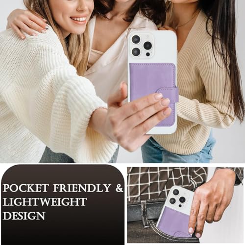 HAII for MagSafe Card Wallet Bag compatible with MagSafe Invisible Ultra-Thin Lightweight Kickstand Magnetic Mobile Wallet Man Woman, 4 Card Slots + 1 Cash Bag. (Purple, Buckle Wallet) - color: Purple, size: 4 Card Slots + 1 Cash Bag - Buckle Wallet