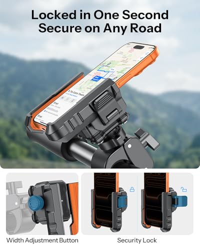 OMOTON BK01 Anti-Vibration Bike Phone Mount, Quick Lock for Riders - color: 3-Orange