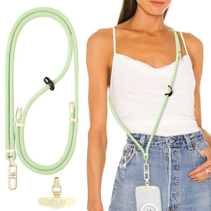 Adjustable Anti-Theft Phone Lanyard Neck & Crossbody Strap with 0.2mm Metal Tab & Comfort-Fit 8mm Rope (Mint Green) - color: Mint Green