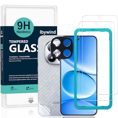 Ibywind for Xiaomi Redmi Note 15 Pro 5G Screen Protector,2 Pack,9H Hardness Tempered Glass and Camera Lens Protector,with Alignment Frame,Full Coverage,Bubble Free,Fingerprint Unlock,Scratch Resistant - size: Note 15 Pro 5G