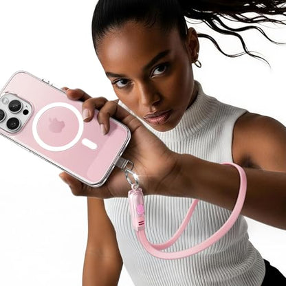 LISEN Phone Lanyard, 60W USB C Cable Phone Wrist Strap, Anti Theft Phone Strap, Phone Charm with 2 Pack Tether Tab, Wrist Lanyard for Women and Men, Teacher, Pink - color: Pink, size: 9.1in Wrist Strap