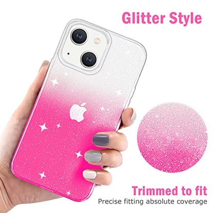 JJGoo Compatible with iPhone 13 Case, Glitter Soft TPU Shockproof Protective Bumper Cover, Sparkle Bling Sparkly Cute Slim Women Girls Phone Case for iPhone 13, 6.1inch, Gradient Glitter Pink - color: Gradient Pink
