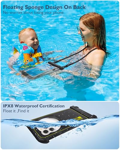 Waterproof Phone Pouch Floating, Up to 7.5",Front Clear + Back Bear - color: Black, size: Up to 7.5"