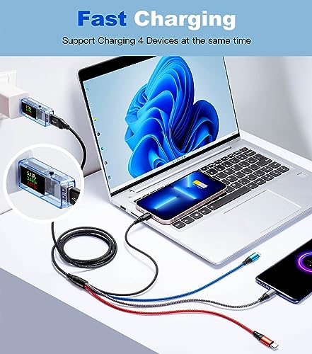 Multi Charging Cable [2Pack 6ft] Fast USB Charger Cord 3.5A Braided 4 in 1
