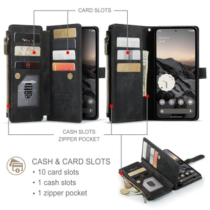 Google Pixel 11 Pro XL 5G Wallet Case with Card Holder,Black - color: Black, size: Pixel 11 Pro XL 6.8 Inch