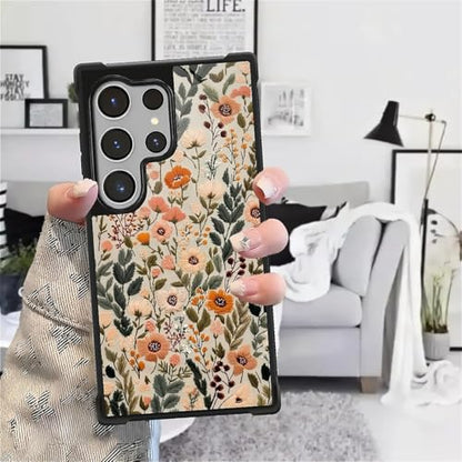 for Samsung Galaxy S26Ultra Case,Soft Silicone Shockproof Bumper Camera Protection Phone Case-Dark Embroidery Flower - color: Dark Embroidery Flower, size: Samsung Galaxy S26Ultra
